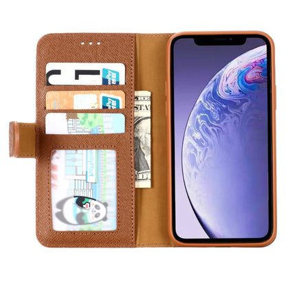 For iPhone 11 GEBEI Top-grain Leather Horizontal Flip Protective Case with Holder & Card Slots & Wallet & Photo Frame(Brown) - iPhone 11 Cases by GEBEI | Online Shopping UK | buy2fix