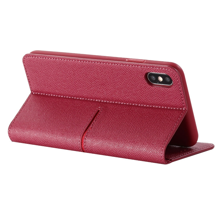 For iPhone XR GEBEI Top-grain Leather Horizontal Flip Protective Case with Holder & Card Slots & Wallet & Photo Frame(Red Wine) - More iPhone Cases by GEBEI | Online Shopping UK | buy2fix