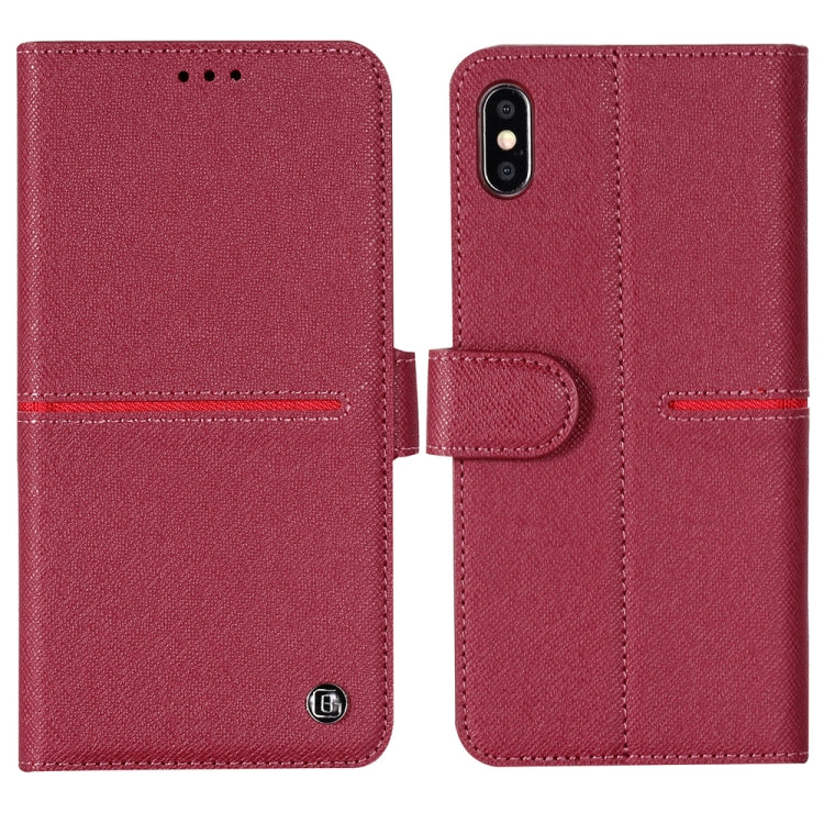 For iPhone XS Max GEBEI Top-grain Leather Horizontal Flip Protective Case with Holder & Card Slots & Wallet & Photo Frame(Red Wine) - More iPhone Cases by GEBEI | Online Shopping UK | buy2fix