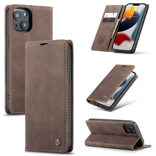 For iPhone 13 CaseMe-013 Multifunctional Retro Frosted Horizontal Flip Leather Case with Card Slot & Holder & Wallet(Coffee) - iPhone 13 Cases by CaseMe | Online Shopping UK | buy2fix