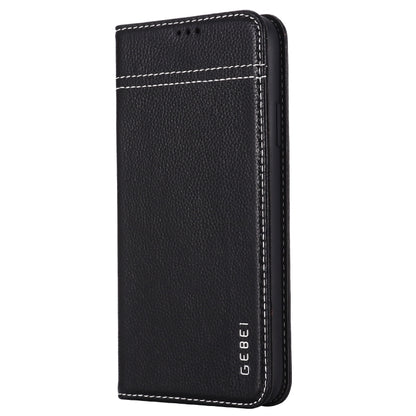 For iPhone 11 Pro GEBEI Top-grain Leather Horizontal Flip Protective Case with Holder & Card Slots(Black) - iPhone 11 Pro Cases by GEBEI | Online Shopping UK | buy2fix