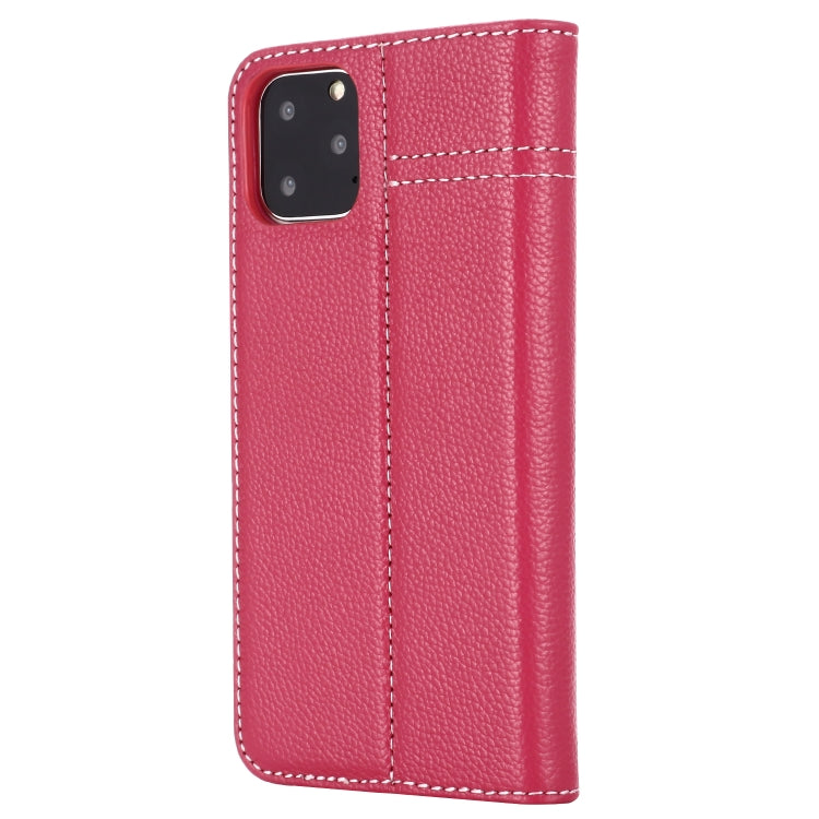 For iPhone 11 GEBEI Top-grain Leather Horizontal Flip Protective Case with Holder & Card Slots(Rose Red) - iPhone 11 Cases by GEBEI | Online Shopping UK | buy2fix