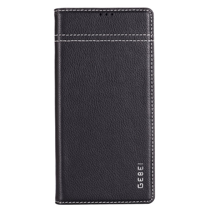 For Galaxy Note 10  GEBEI Top-grain Leather Horizontal Flip Protective Case with Holder & Card Slots(Black) - Galaxy Phone Cases by GEBEI | Online Shopping UK | buy2fix