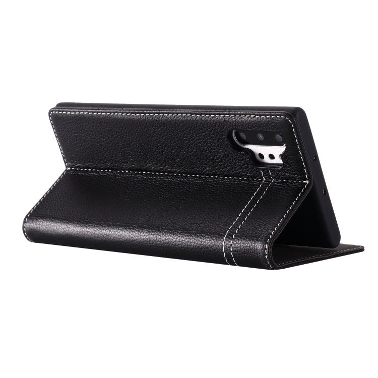 For Galaxy Note 10  GEBEI Top-grain Leather Horizontal Flip Protective Case with Holder & Card Slots(Black) - Galaxy Phone Cases by GEBEI | Online Shopping UK | buy2fix