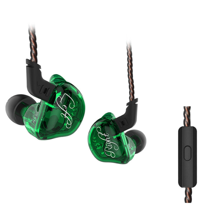 KZ ZSR 6-unit Ring Iron In-ear Wired Earphone, Mic Version(Green) - In Ear Wired Earphone by KZ | Online Shopping UK | buy2fix