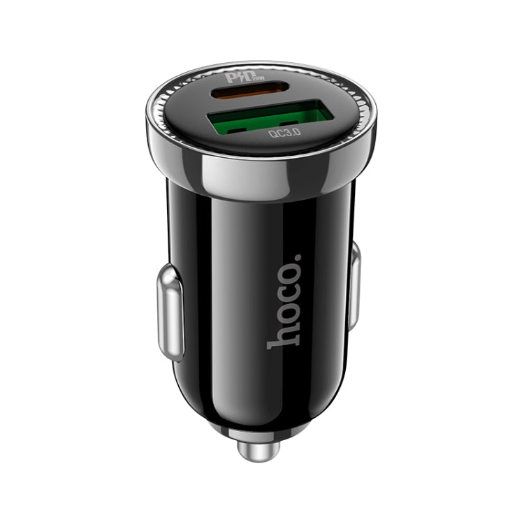 hoco Z44 Leading PD 20W USB-C / Type-C + QC 3.0 USB Car Charger(Black) - In Car by hoco | Online Shopping UK | buy2fix