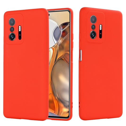 For Xiaomi 11T 5G Solid Color Liquid Silicone Dropproof Full Coverage Protective Case(Red) - Xiaomi Accessories by buy2fix | Online Shopping UK | buy2fix