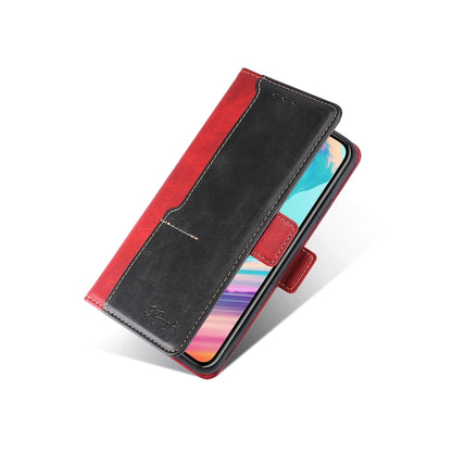 For Samsung Galaxy S22 Ultra 5G Retro Texture Contrast Color Side Buckle Horizontal Flip Leather Case with Holder & Card Slots & Wallet(Red) - Samsung Accessories by buy2fix | Online Shopping UK | buy2fix