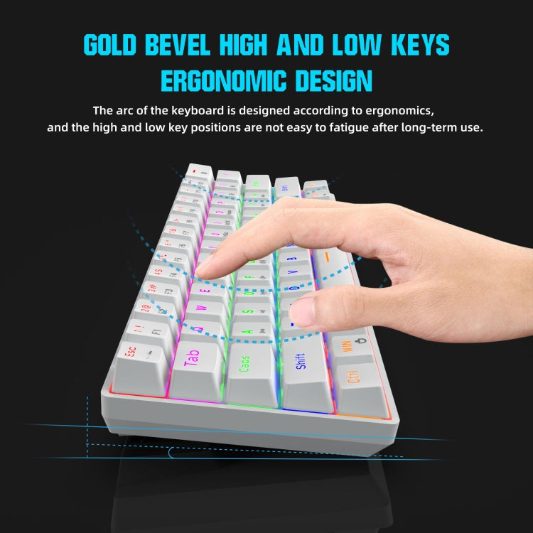 HXSJ V900 61 Keys Cool Lighting Effect Mechanical Wired Keyboard(White) - Wired Keyboard by HXSJ | Online Shopping UK | buy2fix