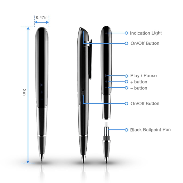 Q9 AI Intelligent High-definition Noise Reduction Conference Recording Pen Voice Control Recorder, Capacity:4GB(Black) - Security by buy2fix | Online Shopping UK | buy2fix