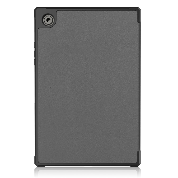 For Samsung Galaxy Tab A8 2021 SM-X205 3-Fold Holder Leather Tablet Case(Grey) - Samsung Accessories by buy2fix | Online Shopping UK | buy2fix