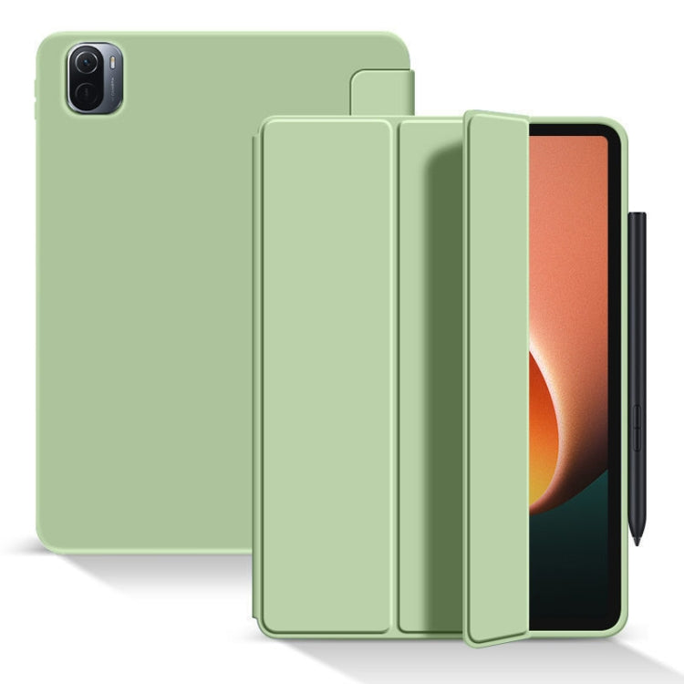 For Xiaomi Pad 5 / Pad 5 Pro Skin Feel Matte Honeycomb Leather Tablet Case with Tri-fold Bracket(Light Green) - More Tablet Cases by buy2fix | Online Shopping UK | buy2fix