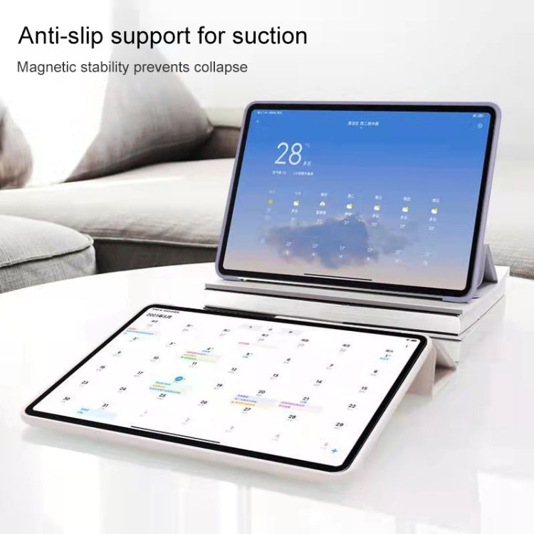 For Xiaomi Pad 5 / Pad 5 Pro Skin Feel Matte Honeycomb Leather Tablet Case with Tri-fold Bracket(White Ice Blue) - More Tablet Cases by buy2fix | Online Shopping UK | buy2fix
