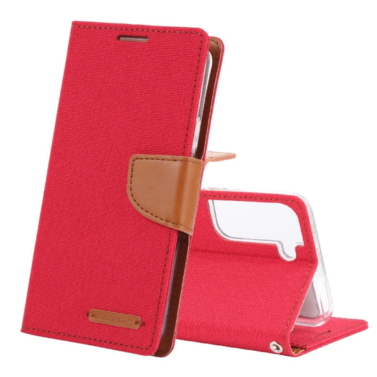 For Samsung Galaxy S22 5G GOOSPERY CANVAS DIARY Canvas Texture Leather Phone Case(Red) - Galaxy S22 5G Cases by GOOSPERY | Online Shopping UK | buy2fix