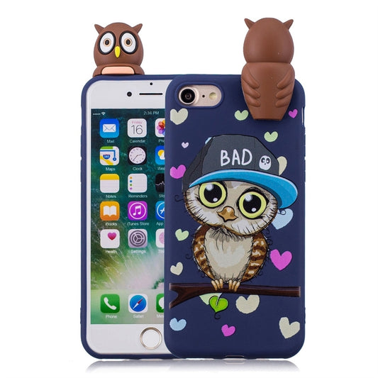 For iPhone 7 / 8 Shockproof Cartoon TPU Protective Case(Blue Owl) - More iPhone Cases by buy2fix | Online Shopping UK | buy2fix