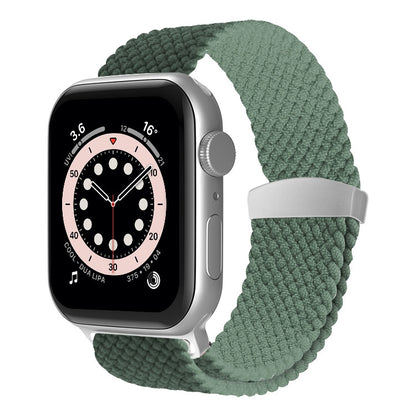 Nylon Braid Watch Band For Apple Watch Ultra 49mm&Watch Ultra 2 49mm / Series 9&8&7 45mm / SE 3&SE 2&6&SE&5&4 44mm / 3&2&1 42mm(Dark Olive Green) - Watch Bands by buy2fix | Online Shopping UK | buy2fix