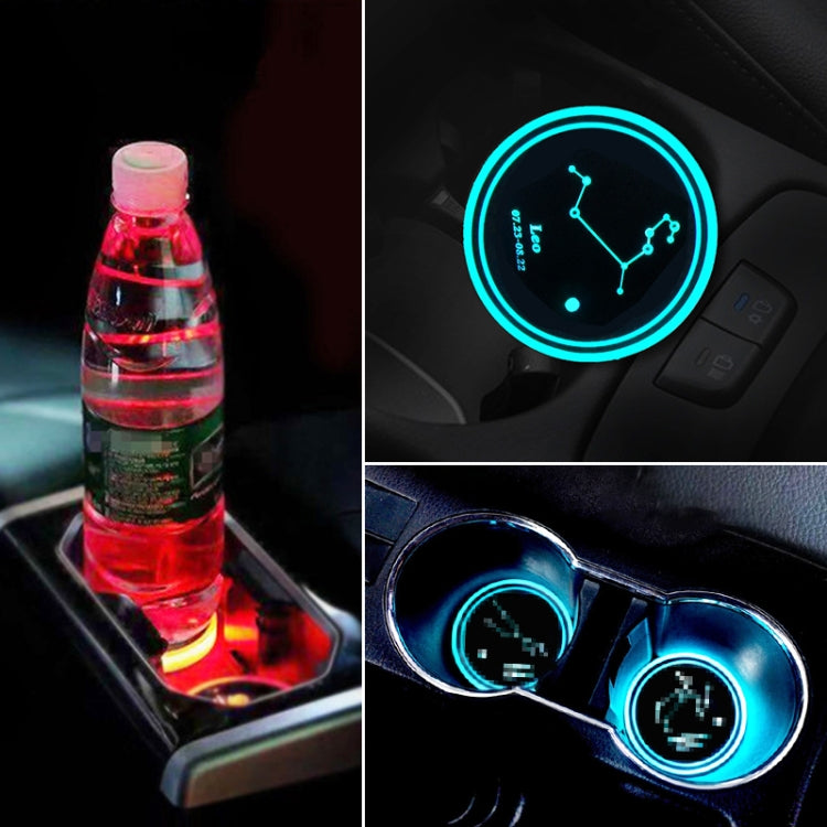 2 PCS Car Constellation Series AcrylicColorful USB Charger Water Cup Groove LED Atmosphere Light(Leo) - In Car by buy2fix | Online Shopping UK | buy2fix