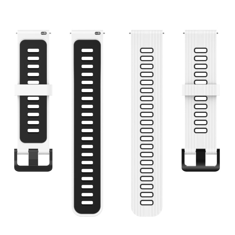 For Samsung Galaxy Watch4/Active2 20mm Two-color Stripe Silicone Watch Band(White Black) - Watch Bands by buy2fix | Online Shopping UK | buy2fix