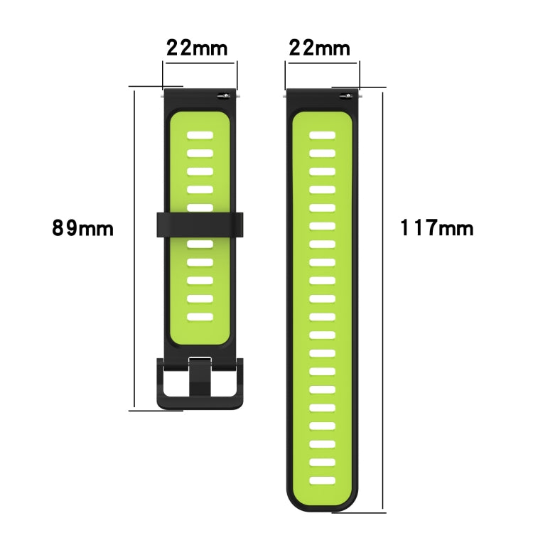 For Huawei Watch GT Runner 22mm Two-color Stripe Silicone Watch Band(Black Lime Green) - Watch Bands by buy2fix | Online Shopping UK | buy2fix