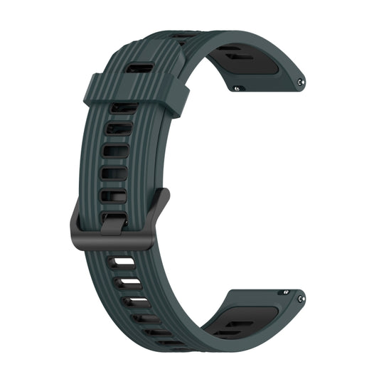 For Amazfit GTR 3/GTR 3 Pro/GTR 2 22mm Two-color Stripe Silicone Watch Band(Olive Green Black) - Watch Bands by buy2fix | Online Shopping UK | buy2fix