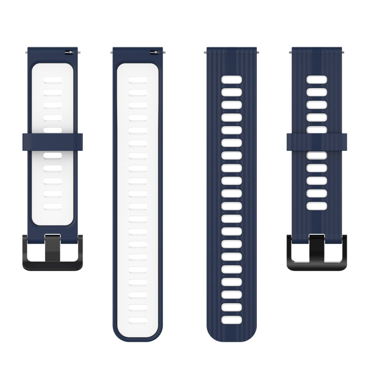 For Amazfit GTR 3/GTR 3 Pro/GTR 2 22mm Two-color Stripe Silicone Watch Band(Midnight Blue White) - Watch Bands by buy2fix | Online Shopping UK | buy2fix