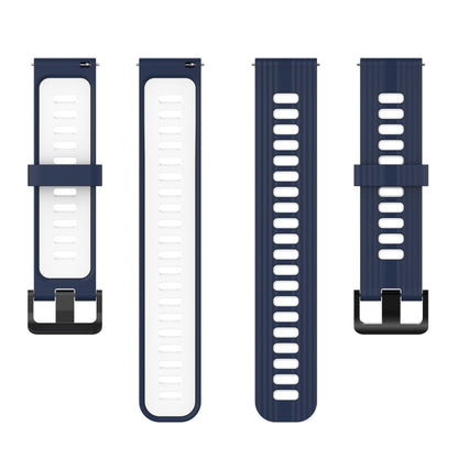 For Amazfit GTR 3/GTR 3 Pro/GTR 2 22mm Two-color Stripe Silicone Watch Band(Midnight Blue White) - Watch Bands by buy2fix | Online Shopping UK | buy2fix