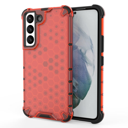 For Samsung Galaxy S22 5G Honeycomb PC + TPU Phone Case(Red) - Galaxy S22 5G Cases by buy2fix | Online Shopping UK | buy2fix