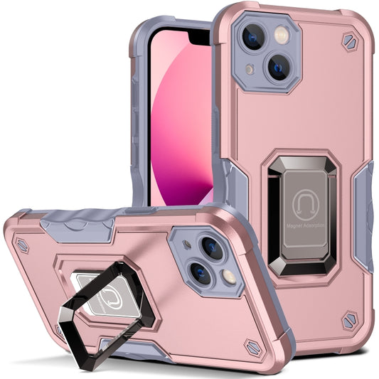 For iPhone 13 Ring Holder Non-slip Armor Phone Case(Rose Gold) - Apple Accessories by buy2fix | Online Shopping UK | buy2fix