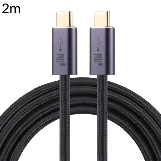 140W USB 2.0 USB-C / Type-C Male to USB-C / Type-C Male Braided Data Cable, Cable Length:2m(Black) - Computer & Networking by buy2fix | Online Shopping UK | buy2fix