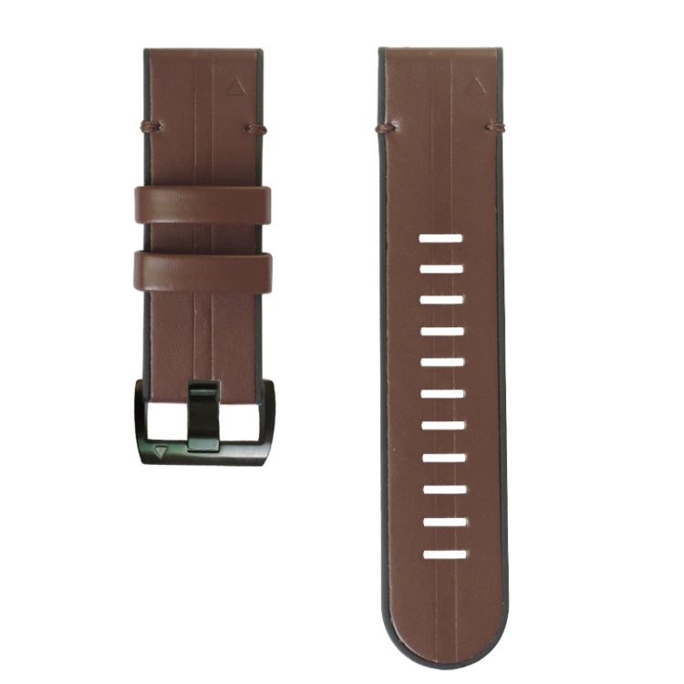 For Garmin Fenix 7X Silicone + Leather Quick Release Watch Band(Coffee) - Smart Wear by buy2fix | Online Shopping UK | buy2fix