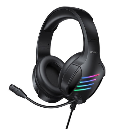 awei GM-5 USB + 3.5mm Ambient Light Gaming Wired Headset with Microphone(Black) - Multimedia Headset by awei | Online Shopping UK | buy2fix