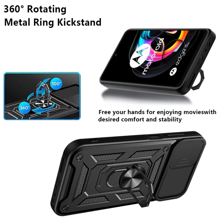 For Motorola Edge 20 Lite Sliding Camera Cover TPU+PC Phone Case(Black) - Motorola Cases by buy2fix | Online Shopping UK | buy2fix