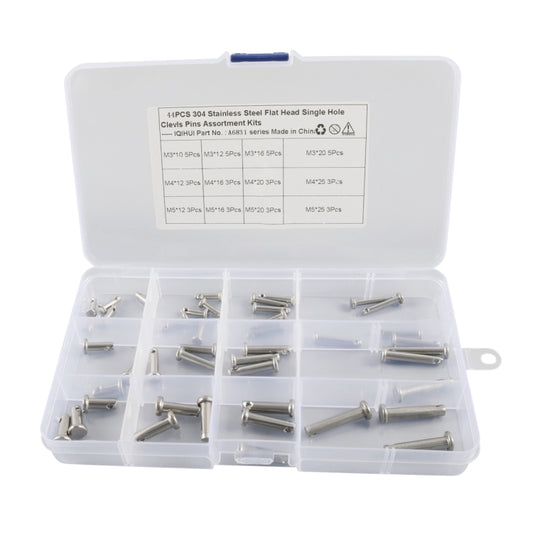 A6831 44 in 1 304 Stainless Steel Flat Head Single Hole Clevis Pins Assortment Kit - In Car by buy2fix | Online Shopping UK | buy2fix