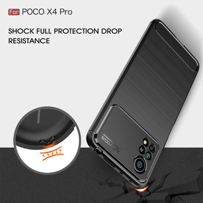 For Xiaomi Poco X4 Pro 5G Brushed Texture Carbon Fiber TPU Phone Case(Black) - Xiaomi Accessories by buy2fix | Online Shopping UK | buy2fix