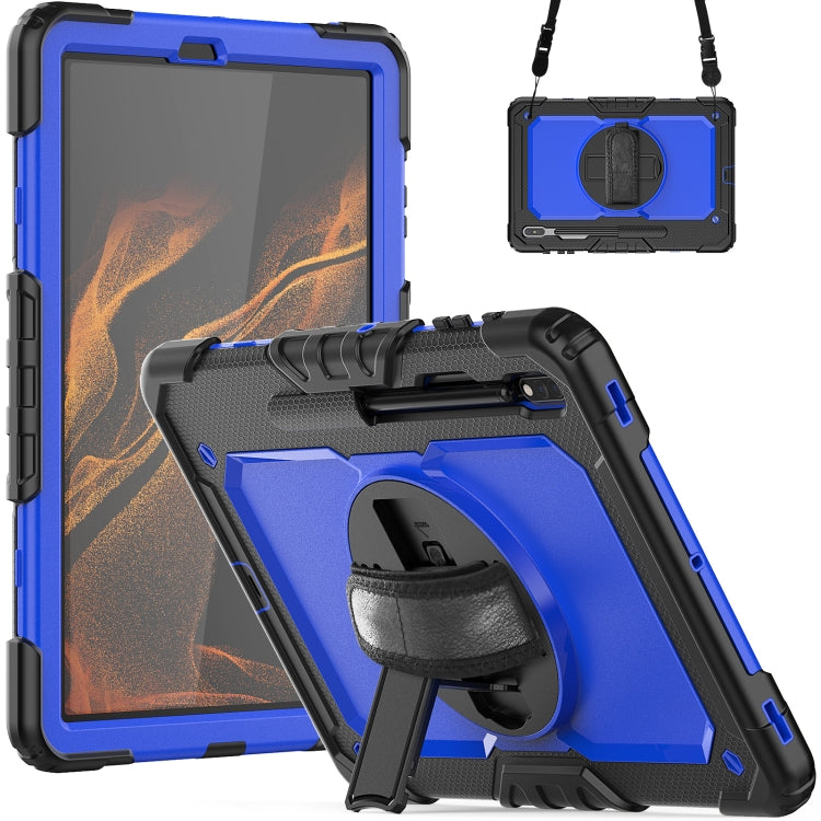 For Samsung Galaxy Tab S8+ 12.4 inch SM-X800 Silicone + PC Tablet Case(Black+Dark Blue) - Galaxy Tab S8+ Cases by buy2fix | Online Shopping UK | buy2fix