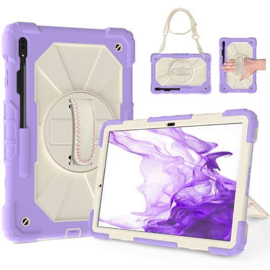For Samsung Galaxy Tab S8+ 12.4 inch SM-X800 / SM-X806 Contrast Color Robot Shockproof Silicone + PC Tablet Case(Lotus Root Purple Beige) - Other Galaxy Tab PC by buy2fix | Online Shopping UK | buy2fix