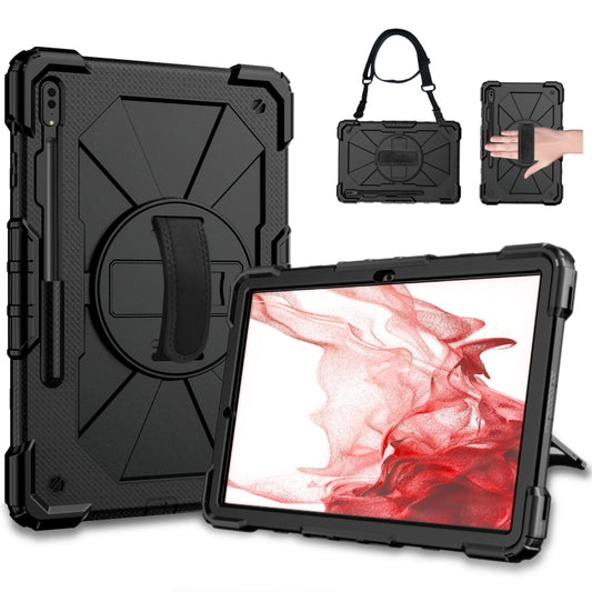 For Samsung Galaxy Tab S8+ 12.4 inch SM-X800 / SM-X806 Contrast Color Robot Shockproof Silicone + PC Tablet Case(Black) - Other Galaxy Tab PC by buy2fix | Online Shopping UK | buy2fix