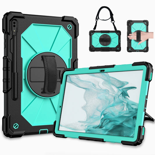 For Samsung Galaxy Tab S8+ 12.4 inch SM-X800 / SM-X806 Contrast Color Robot Shockproof Silicone + PC Tablet Case(Black+Aqua) - Other Galaxy Tab PC by buy2fix | Online Shopping UK | buy2fix