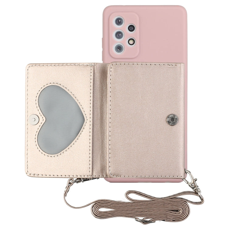 For Samsung Galaxy A73 5G Crossbody Lanyard Wallet Card Bag Phone Case(Pink) - Samsung Accessories by buy2fix | Online Shopping UK | buy2fix