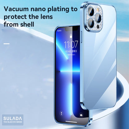 For iPhone 12 SULADA Diamond Lens Protector Plated Frosted Case(Sierra Blue) - iPhone 12 / 12 Pro Cases by SULADA | Online Shopping UK | buy2fix