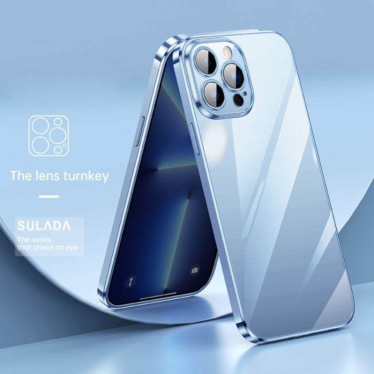 For iPhone 12 Pro Max SULADA Lens Protector Plated Clear Case(Sierra Blue) - iPhone 12 Pro Max Cases by SULADA | Online Shopping UK | buy2fix