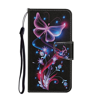 For Samsung Galaxy A13 4G Colored Drawing Pattern Flip Leather Case(Fluorescent Butterfly) - Samsung Accessories by buy2fix | Online Shopping UK | buy2fix