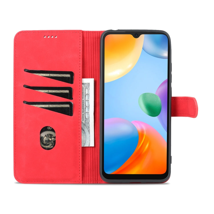 For Xiaomi Redmi 10C / Redmi 10 India AZNS Skin Feel Calf Texture Flip Leather Phone Case(Red) - Xiaomi Cases by AZNS | Online Shopping UK | buy2fix