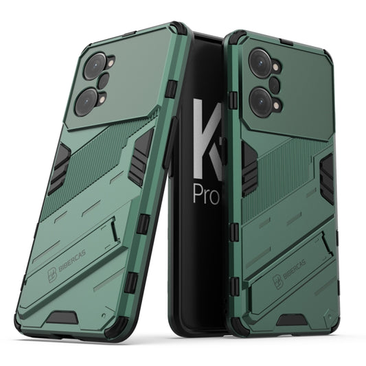 For OPPO K10 Pro 5G China Punk Armor 2 in 1 PC + TPU Shockproof Phone Case with Invisible Holder(Green) - OPPO Cases by buy2fix | Online Shopping UK | buy2fix
