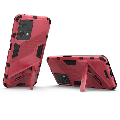 For OnePlus Nord CE 2 Lite 5G/Realme 9 Pro Punk Armor 2 in 1 Shockproof Phone Case with Invisible Holder(Light Red) - OnePlus Cases by buy2fix | Online Shopping UK | buy2fix