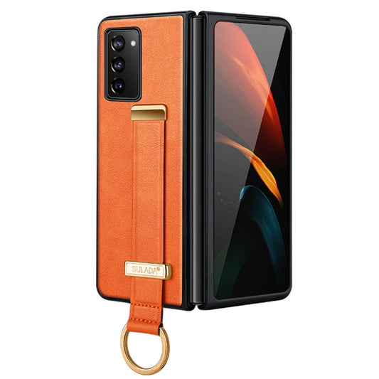 For Samsung Galaxy Z Fold2 SULADA Cool Series PC + Leather Texture Skin Feel Shockproof Phone Case(Orange) - Galaxy Phone Cases by SULADA | Online Shopping UK | buy2fix