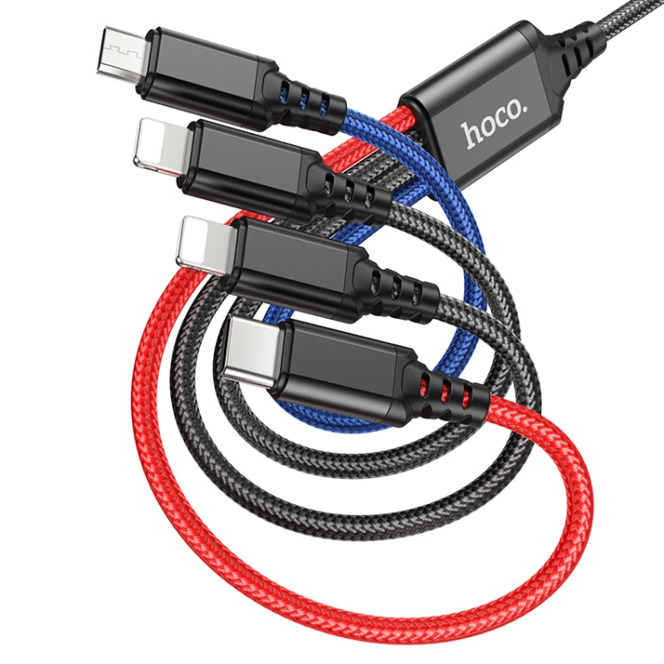 hoco X76 4 in 1 2A Dual 8 Pin + USB-C / Type-C + Micro USB Super Charging Cable,Length: 1m(Multicolor) - Multifunction Cable by hoco | Online Shopping UK | buy2fix