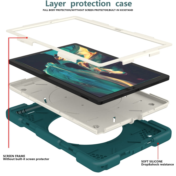 For Samsung Galaxy Tab A8 10.5 2021 Silicone + PC Full Body Protection Tablet Case With Holder & Strap(Dark Green) - Other Galaxy Tab PC by buy2fix | Online Shopping UK | buy2fix
