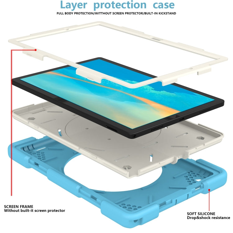 For Samsung Galaxy Tab A8 10.5 2021 Silicone + PC Full Body Protection Tablet Case With Holder & Strap(Sky Blue) - Other Galaxy Tab PC by buy2fix | Online Shopping UK | buy2fix