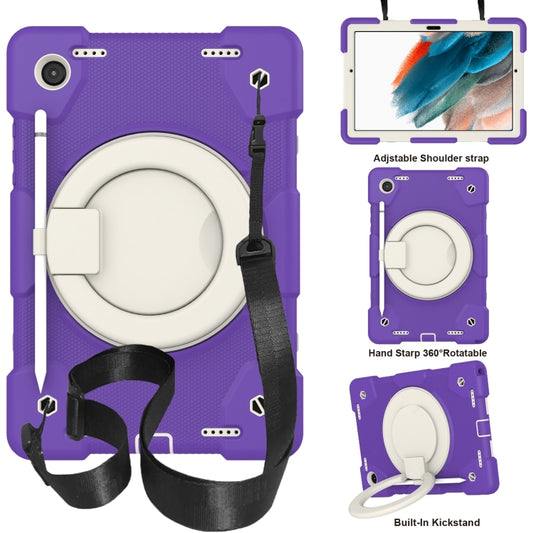 For Samsung Galaxy Tab A8 10.5 2021 Silicone + PC Full Body Protection Tablet Case With Holder & Strap(Dark Purple) - Other Galaxy Tab PC by buy2fix | Online Shopping UK | buy2fix